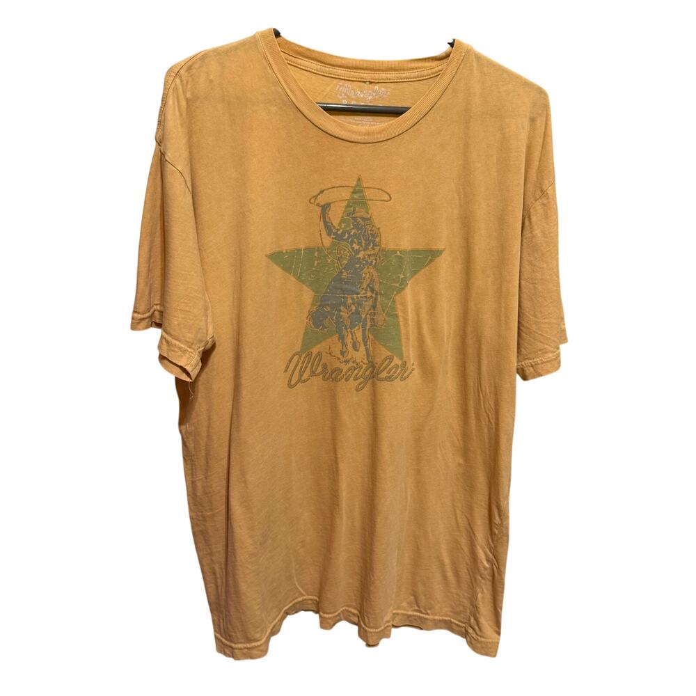 Wrangler Retro Cowboy Graphic Yellow T-Shirt Men's Lasso Star Western Rodeo XL